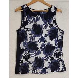 Banana Republic Womens Tank Top Size M Sleeveless Floral 1/4 Zip 1240